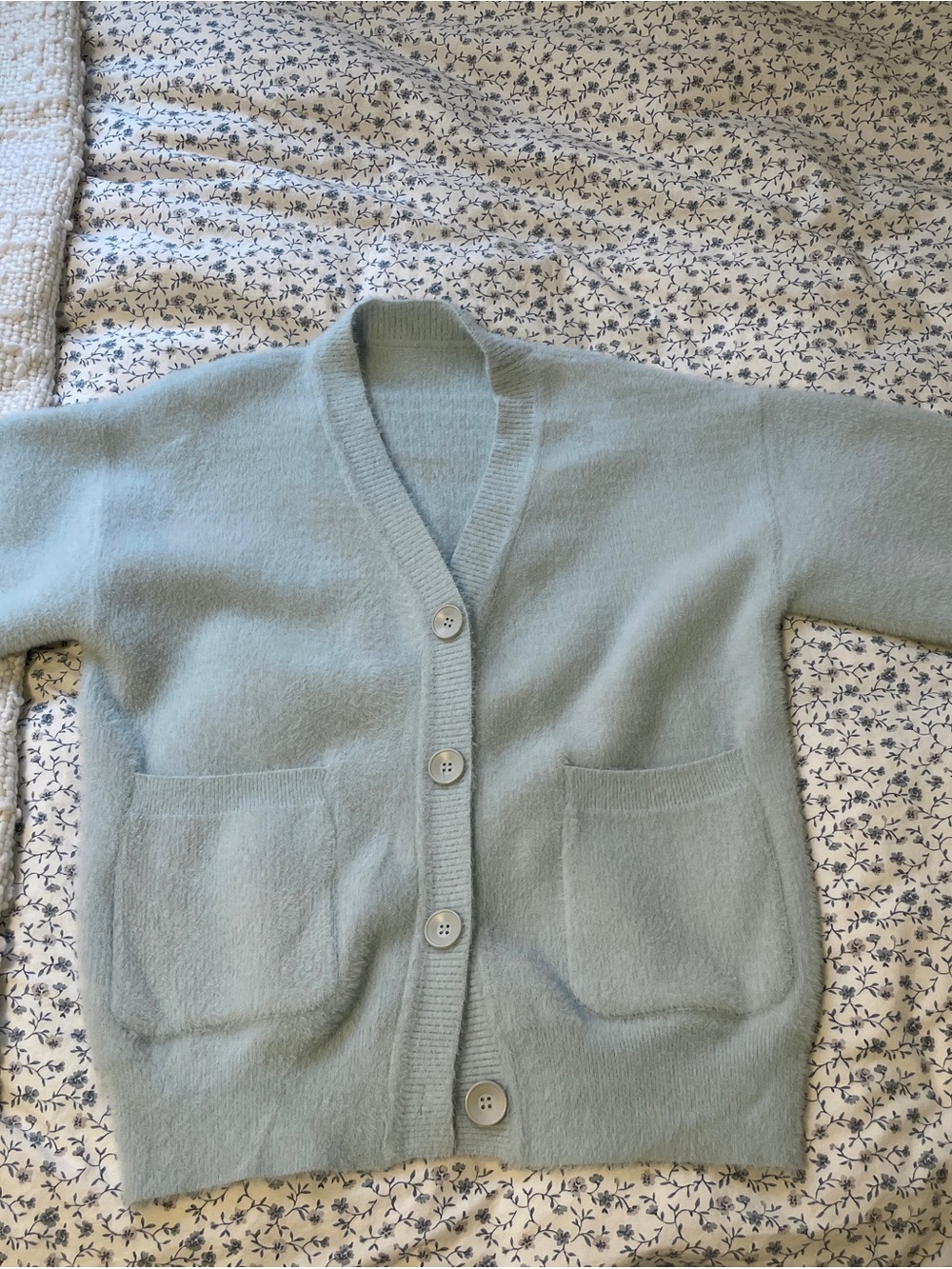 Light Blue Women's Button-Front Cardigan Sweater